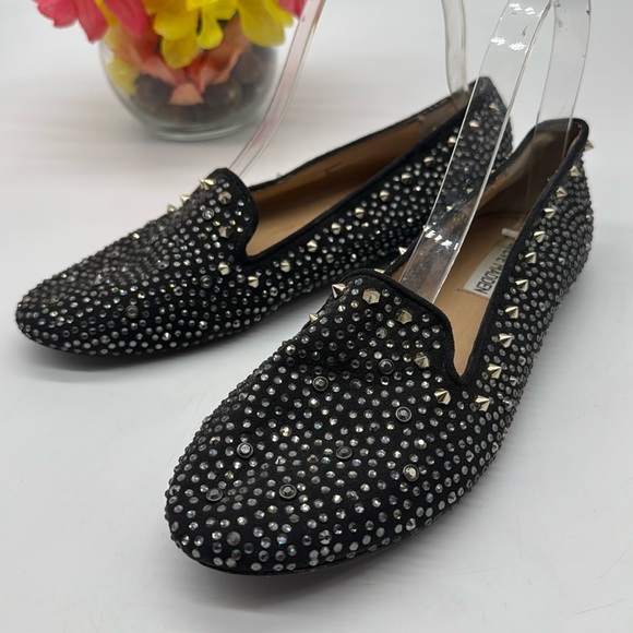 Steve Madden Graanite Studded Black Loafers Size 8 BLO7054A - Picture 1 of 7